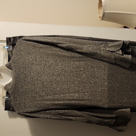 WHBM size small. Gray subtly sparkly metallic mockneck dress with bell sleeves. - Picture 4 of 7